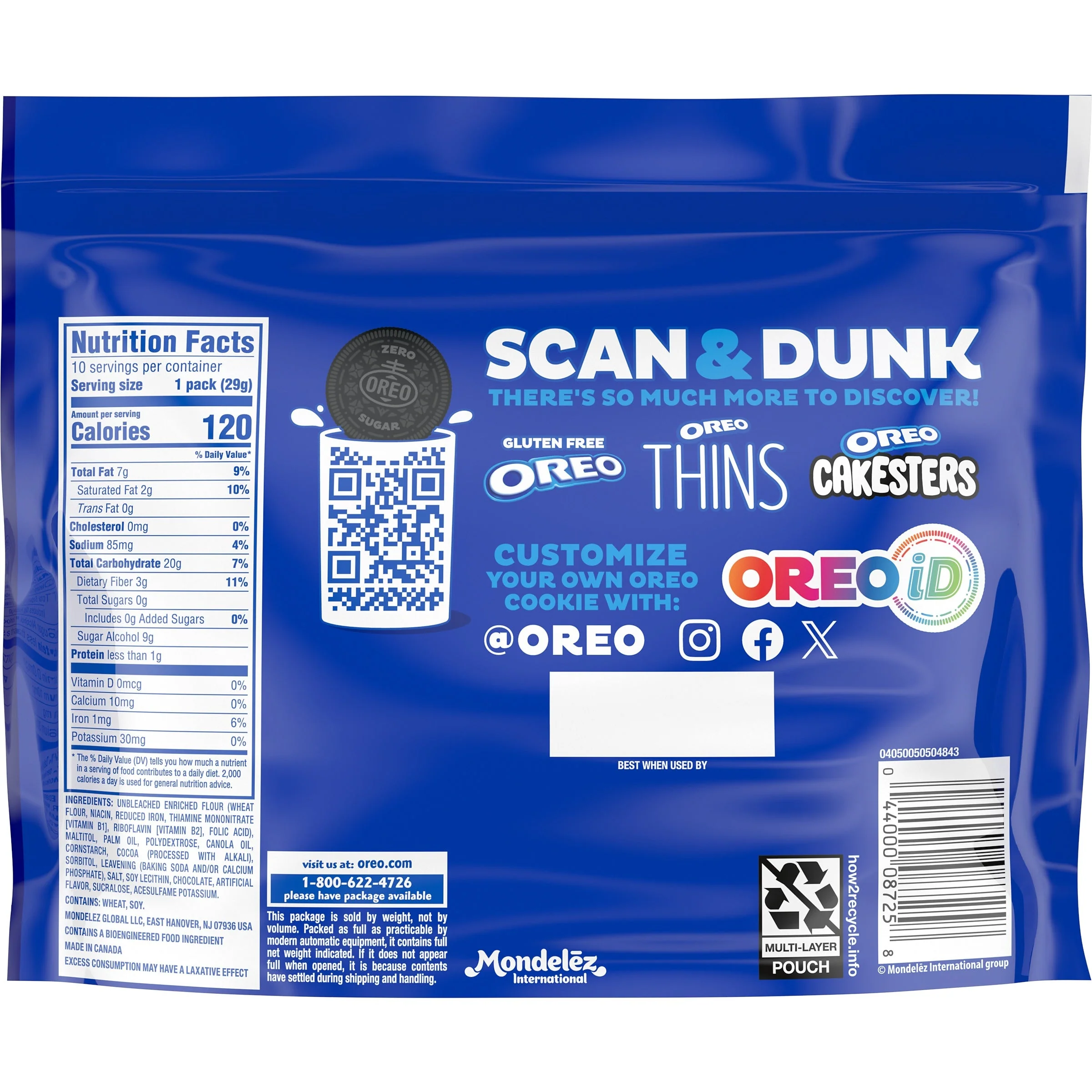 Zero Sugar Double Stuf Chocolate Sandwich Cookies, Snack Packs, 2 Pack - Image 3